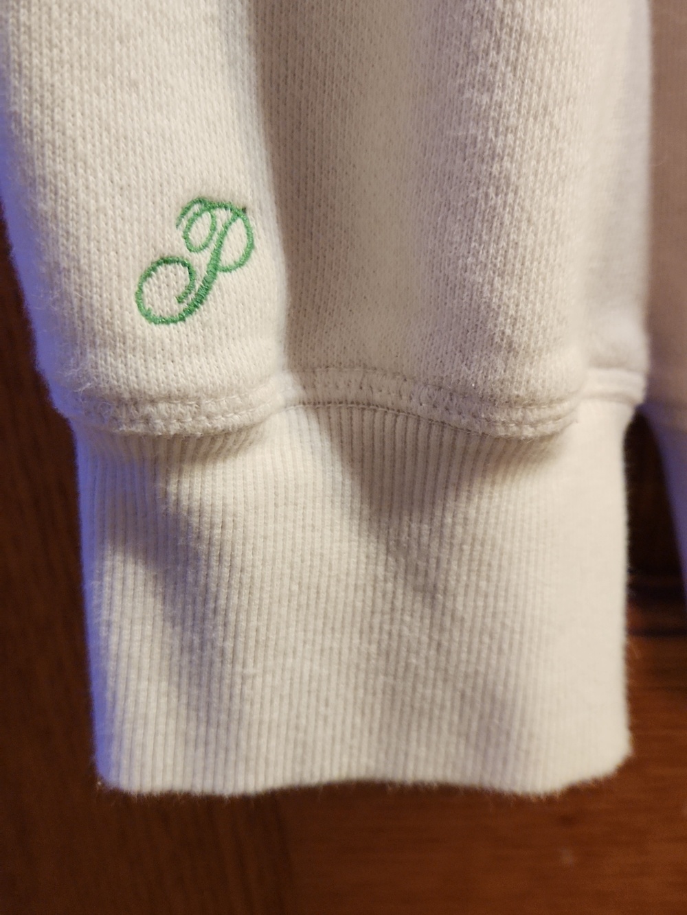 PINK Victoria's Secret Cream Crewneck with Green 'Charming' Script - Picture 3 of 4